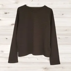 A1585 クラシカルエルフ CLASSICALELF Tシャツ 長袖 ロンT(M) 茶 ボーダー 総柄 Uネック ノーカラー