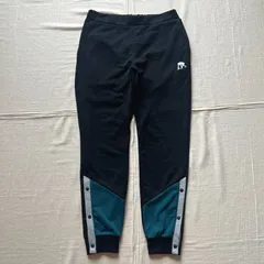 希少　完売品　廃番　archive　EGOZARU　エゴザル　ワンポイントロゴ刺繍　ウォームアップウェア　バスパン　スウェットパンツ　ジョガーパンツ　裾スナップボタン　配色切り替え　XL　EZSW-2005　バスケットボール　スポーツ　sweat pants