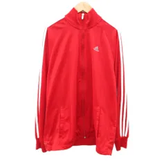 アディダス adidas トラックジャケット 上着 ミドル丈 ジップアップ スリーライン L 赤 /SY56 ■ECD001