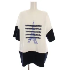 タバサ TABASA コットン天竺エッフェル塔半袖Tシャツ カットソー 白 ホワイト 紺 ネイビー G0701UTS003 /YMのサムネイル