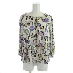 ハナエモリ HANAE MORI Deux PRIMATIVO カットソー L ベージュ 紫 パープル 香水瓶柄 長袖 ラウンドネック /APのサムネイル