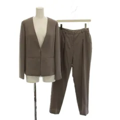 ナチュラルビューティーベーシック NATURAL BEAUTY BASIC セットアップ 上下 S グレー ノーカラージャケット 上着 テーラードパンツ 長袖 /LP