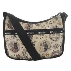 レスポートサック ナイロン 総柄 プリント ショルダーバッグ ロゴ ベージュ 黒