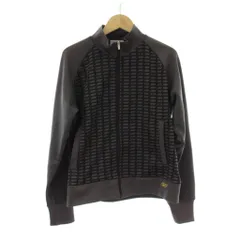 リーボック Reebok トラックジャケット 上着 M 黒 ブラック グレー 総柄 スタンドカラー 長袖 /LP ■GY61