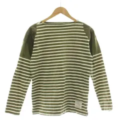 ナイジェルケーボン NIGEL CABOURN Tシャツ M 白 ホワイト カーキ ボーダー柄 長袖 /DUのサムネイル