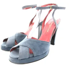 セルジオロッシ Sergio rossi サンダル パンプス オープントゥ ヒール スエード 36.5 23.5cm 青 ブルー /BS ■GY19