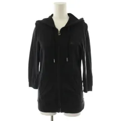 バーバリーブルーレーベル BURBERRY BLUE LABEL パーカー ジップアップ ロゴ 刺繍 7分袖 38 黒 ブラック FB520-257-09 /AN42