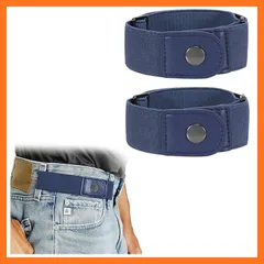 【新品】 [JASGOOD] ゴムベルト メンズ ノーバックルベルト バックルなし 幅35mm ウエスト 調整 ループ用 大きいサイズ カジュアル 紺 0