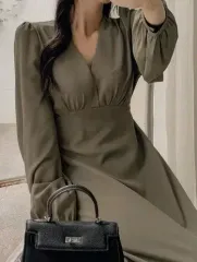 Vネック ロング ONE PIECE