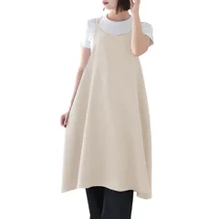 [KYOWARABE] エプロン レディース かぶるだけのエプロン 長さ調節可 ポケット付き (エクリュ) 0