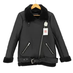 ザラ ZARA ダブルライダースフェイクムートンジャケット レディース import：XS 