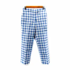 ドゥロワー Drawer 22SS スラックスパンツ アンクル丈 ギンガムチェック柄 34 XS 青 白 6514-236-1199 /SY13 IBO83