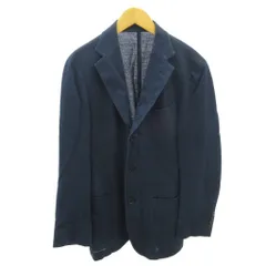 ユナイテッドアローズ UNITED ARROWS テーラードジャケット 背抜き 3B 麻 リネン 44 紺 ネイビー 0131 IBO87