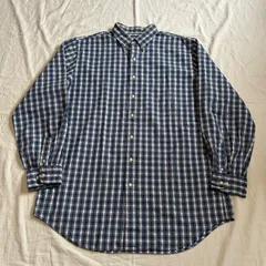 LANDS' END ランズエンド 長袖シャツ ボタンダウン チェック柄 ブルー L表記