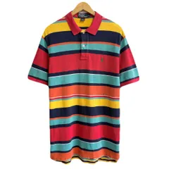 Polo Ralph Lauren ポロ ラルフローレン ポロシャツ 半袖 ボーダー ワンポイントロゴ 刺繍 多色 カラフル Lサイズ No.P331