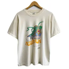 90's vintage ビンテージ NO PROBLEM ハイカット コンバース風 スニーカー イラスト シングルステッチ 半袖Tシャツ アイボリー No.P332