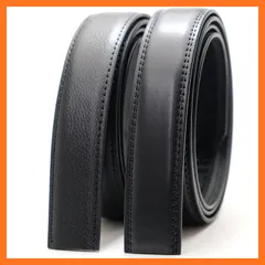 【新品】 [BEEL] ベール 【ベルト 交換用 帯のみ 2本セット】 ベルト メンズ 牛革 オートロック レザー 紳士 穴無し 大きいサイズ ビジネス スーツ カジュアル プレーン シュリンク ブラック 1