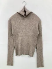 Amista アミスタ ニット/セーター S ブラウン ナイロン 無地 ミドル丈 長袖 タートルネック/ハイネック