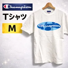 新品タグ付 Champion チャンピオン Tシャツ M ホワイト ブルー ロゴ 半袖