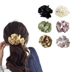 髪留め バレッタ ?面 バナナクリップ ヘアクリップ サテン ヘアクリップ 大人可愛い お洒落 髪留め クリップ エレガント 髪飾り ヘアアクセサリー 通勤 デート 旅行 春 ギフト 卒業・入学式 (シャンパンカレー) 0