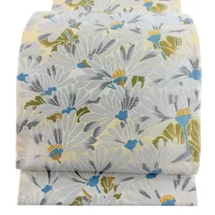 袋帯 名品 落款 宮中唐織文様 金糸 唐織 クリーム 六通 正絹 【中古】