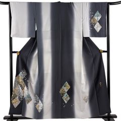 堀省平 落款入 訪問着 金銀彩 切箔散らし 市松模様 正絹 A352 - メルカリ