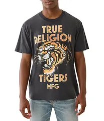 トゥルーレリジョン メンズ トップス シャツ ヴィンテージ Tシャツ True Religion Tiger Short Sleeve Vintage TShirt Jet Black ブラック