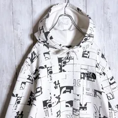 【まとめ購入大歓迎】海外モデル THE NORTH FACE ザ・ノースフェイス 総柄 ホワイト スウェット パーカー #a34