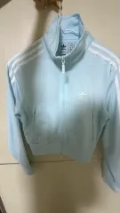 アディダス 3本線 クロップド トラックジャージ スカイブルー