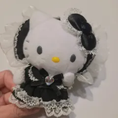 ハローキティ ラブリー フリル マスコット キーホルダー キーリング ロリータ ブラック ぬいぐるみ