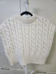 ザラ アイボリー ケーブル編み ベスト