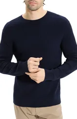 セオリー メンズ アウター パーカー・スウェット クルーネック セーター コットン Theory Riland Cable Stitch Cotton Crewneck Sweater Balticのサムネイル