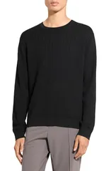 セオリー メンズ アウター パーカー・スウェット クルーネック セーター コットン Theory Riland Cable Stitch Cotton Crewneck Sweater Black ブのサムネイル