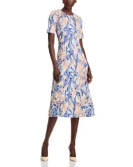 ミソック レディース トップス ワンピース A ライン プリント ニット Misook Printed Knit A Line Dress Aegean BlueMulti ブルーのサムネイル
