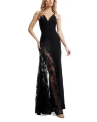 ドレスザポプレーション レディース トップス ワンピース レース Dress the Population Gianna Lace Inset Gown Black ブラック