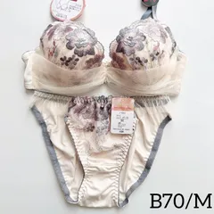 B70/M🌸J1262CR🌸上下セット🌸ソフトワイヤーブラ/pancute/クリーム/花柄/刺しゅう