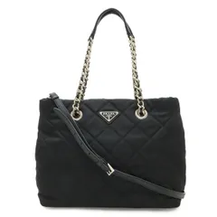 PRADA プラダ テスート トライアングルロゴ チェーンショルダーバッグ 2WAY キルティング ナイロン NERO ブラック 国内アウトレット購入品 1BG740