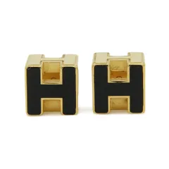 HERMES エルメス カージュドアッシュ Hキューブ Hロゴ ピアス GP