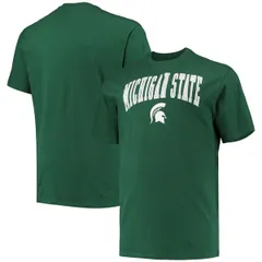 チャンピオン メンズ トップス Tシャツ トール Mens Champion Green Michigan State Spartans Big Tall Arch Over Wordmark TShirt Green グリーン