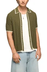 ラッキーブランド メンズ アウター パーカー・スウェット カーディガン Lucky Brand Tipped Short Sleeve Cardigan Burnt Olive オリーブ