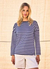 セイントジェームス レディース トップス シャツ Saint James MINQUIERS DROP II DropShoulder Breton Striped Shirt NavyWhite ホのサムネイル