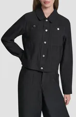 ダナ キャラン ニューヨーク レディース アウター ジャケット・ブルゾン DKNY Twill Trucker Jacket Black ブラックのサムネイル