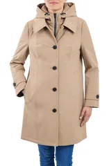 ロンドンフォグ レディース アウター ジャケット・ブルゾン コート London Fog Wateresistant Bonded Raincoat with Bib Detail Khaki カーキのサムネイル