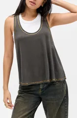 アーバンアウトフィッターズ レディース トップス シャツ コットン BDG Urban Outfitterstudded Cotton Racerback Tank Grey グレーのサムネイル