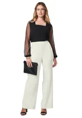 ジェシカロンドン レディース ボトムス レギンス ワイドレッグ クレープ ニット Jessica London Stretch Knit Crepe Wide Leg Pant Ivory アイボリー