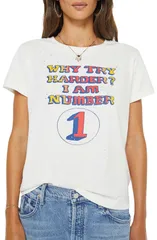 マザー レディース トップス Tシャツ コットン グラフィック MOTHER The Goodie Embellished Cotton Graphic TShirt Why Try Harderのサムネイル