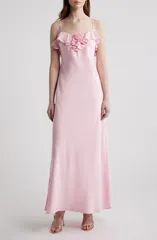 ワイフ レディース トップス ワンピース フリル WAYF Ianthe Ruffle Gown Baby Pink ピンク