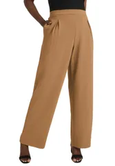 ジェシカロンドン レディース ボトムス レギンス ワイドレッグ クレープ ニット Jessica London Stretch Knit Crepe Wide Leg Pant Brown Maple ブラウン