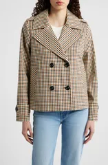 ロンドンフォグ レディース アウター ジャケット・ブルゾン コート London Fog Wateresistant Double Breasted Shortrench Coat Check チェックのサムネイル