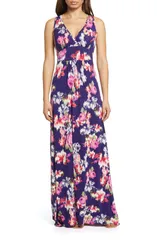 ラブアペラ レディース トップス ワンピース フラワー柄 プリント ノースリーブ ジャージー マキシ フラワー Loveappellabstract Floral Print Sleeveless Jersey Maxi Dress Eggplant